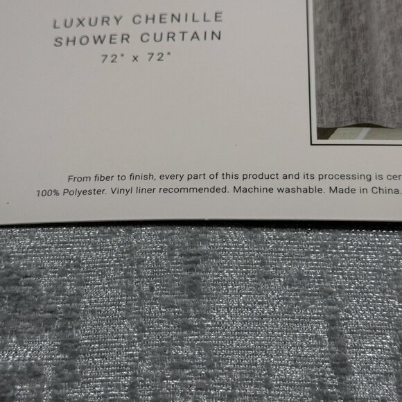 Rachel Zoe Luxury Gray Silver Chenille SHOWER CURTAIN Holidays Christmas Elegant - Picture 7 of 10
